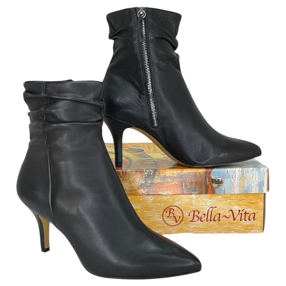 Bella Vita Danielle Black Leather Womens Booties Size 8M